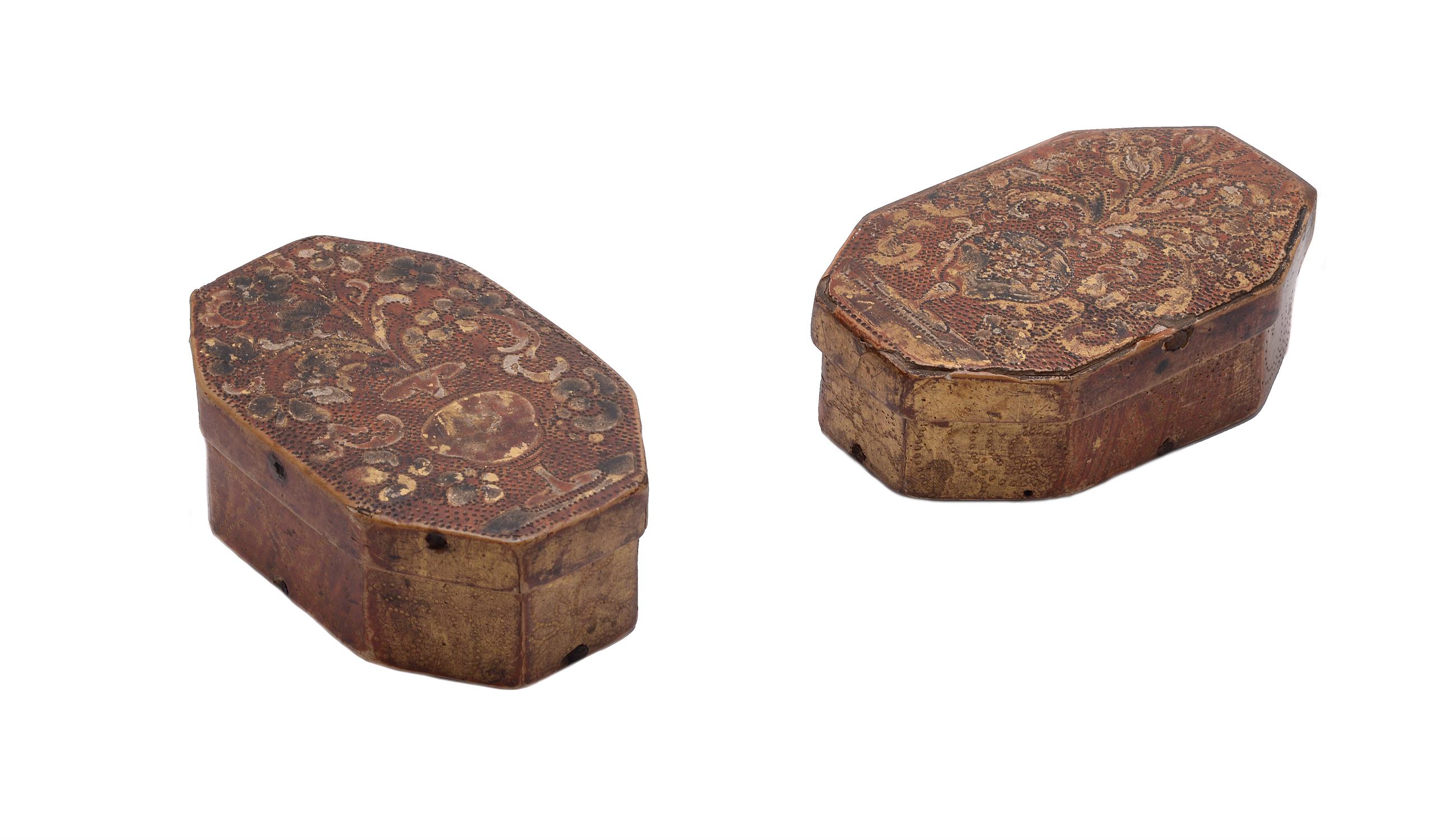 A pair of Tuscan gessoed and gilt poplar 'nuns' boxes' or scatole di suore