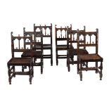A set of six oak chairs in 17th century style