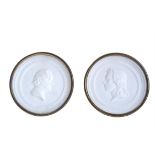 A pair of Continental plaster profile medallions of Johann von Goethe and Friedrich Schiller