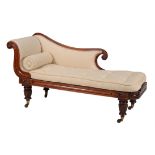 A Victorian mahogany and upholstered chaise longue