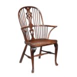 A yew and elm Windsor armchair