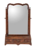 A George II burr walnut and crossbanded dressing mirror