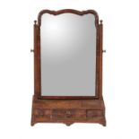 A George II burr walnut and crossbanded dressing mirror