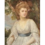 Manner of George Romney (Early 19th century), Portrait of a young woman in a white dress