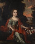 Circle of Mary Beale (British 1632-1697) , Portrait of a young girl with a King Charles spaniel