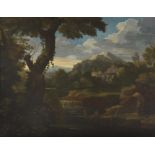 Follower of Gaspar Dughet, Extensive landscape with river and mountain in the distance