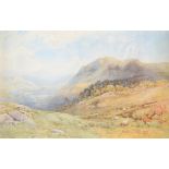 Frederick Tucker (British c.1860-c.1935) , Valley Landscape with sheep