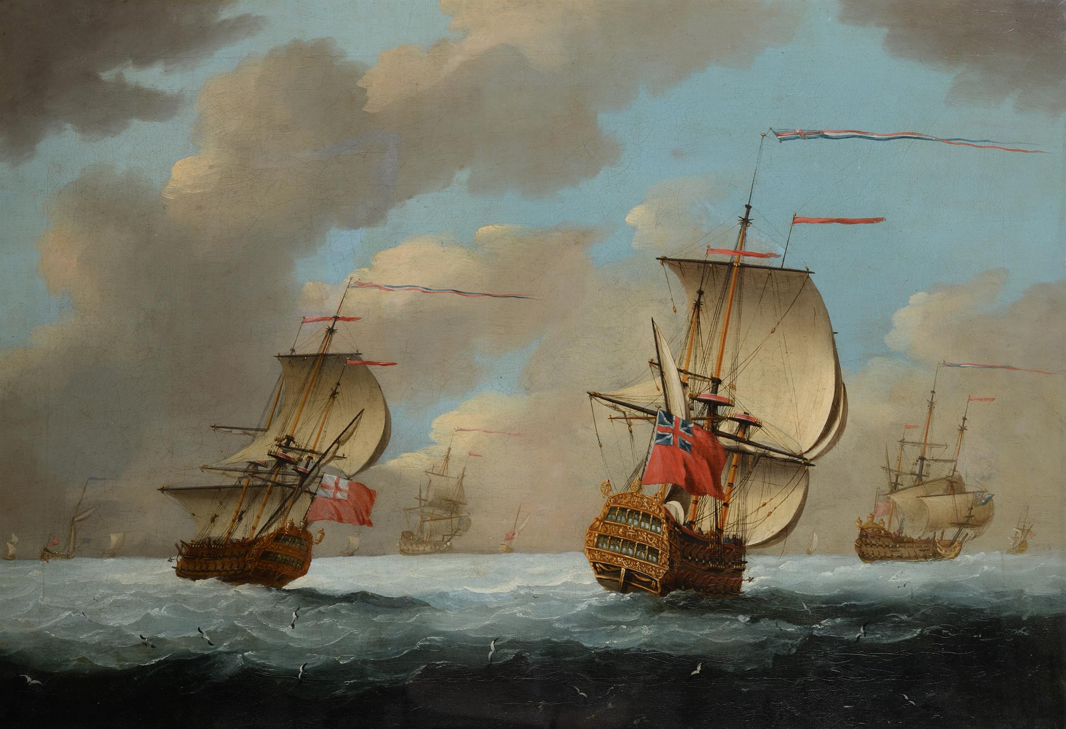 Circle of Thomas Mellish (British 18th century) , A Squadron of the Red at sea