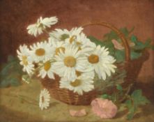 Eloise Harriet Stannard (British 1829-1915) , Still life of daisies and roses in a basket