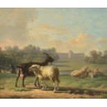 Balthasar Paul Ommeganck (Flemish 1755-1826) , Sheep and goats in a country estate