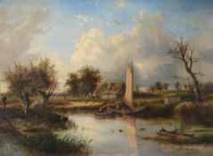 Joseph Thors (British 1835-1920), Dutch river scene