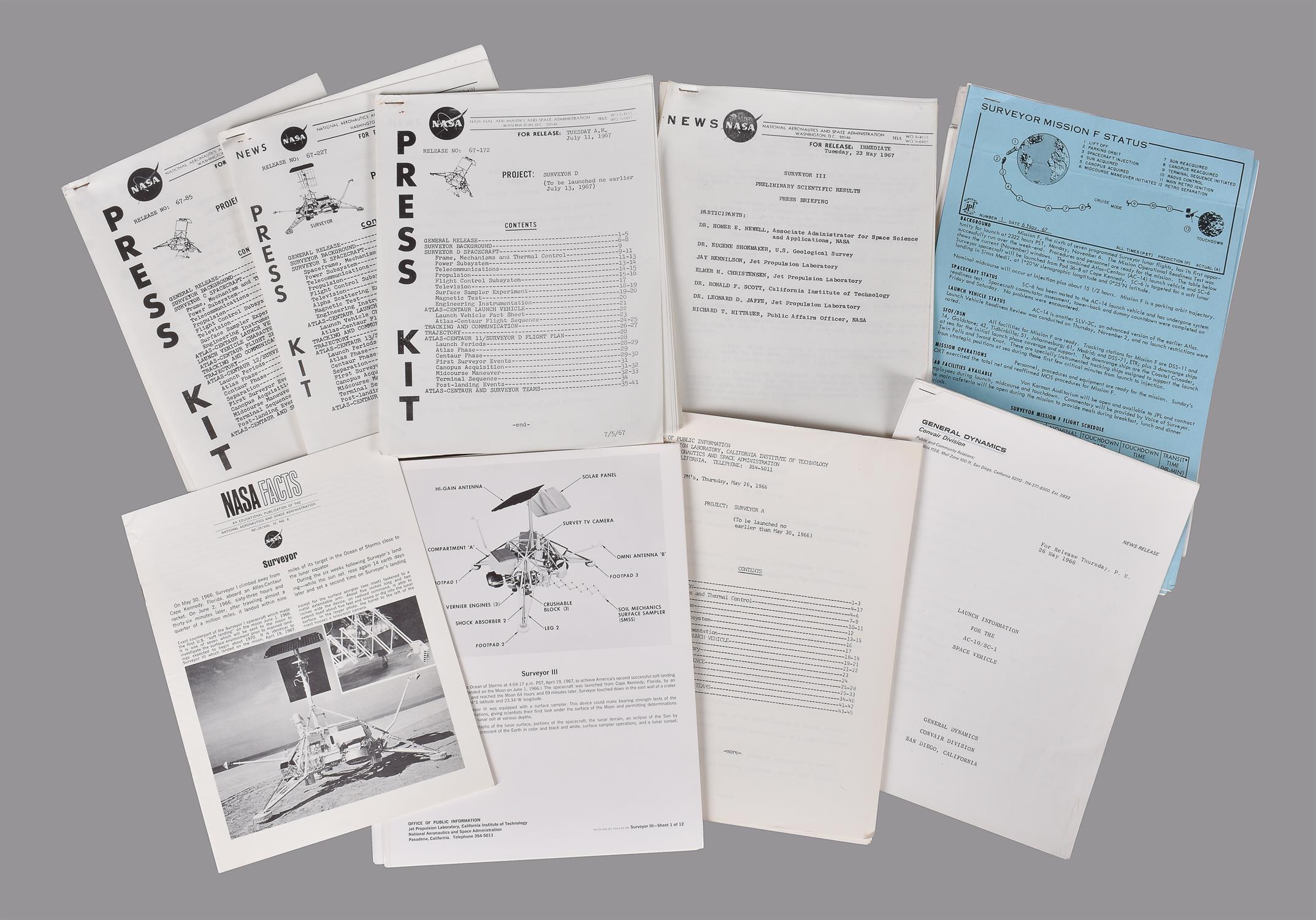 Surveyor. 0fficial NASA press kits and associated printed material.