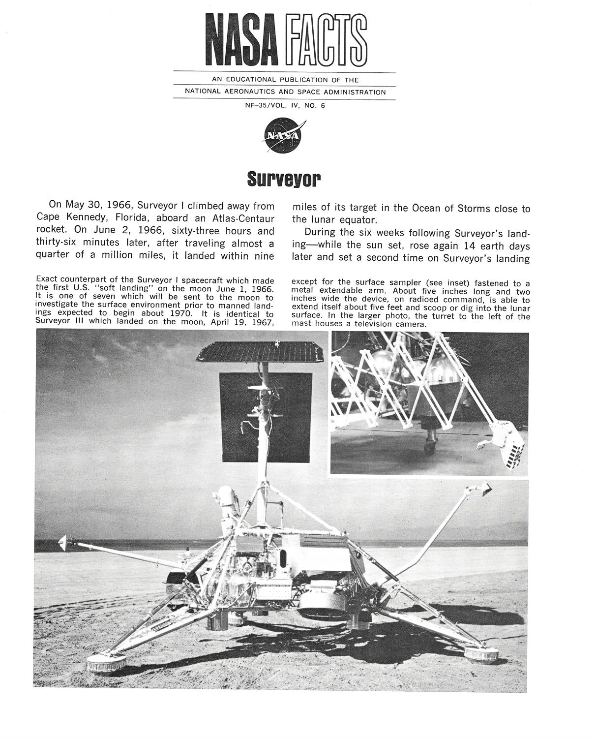 Surveyor. 0fficial NASA press kits and associated printed material. - Image 7 of 13