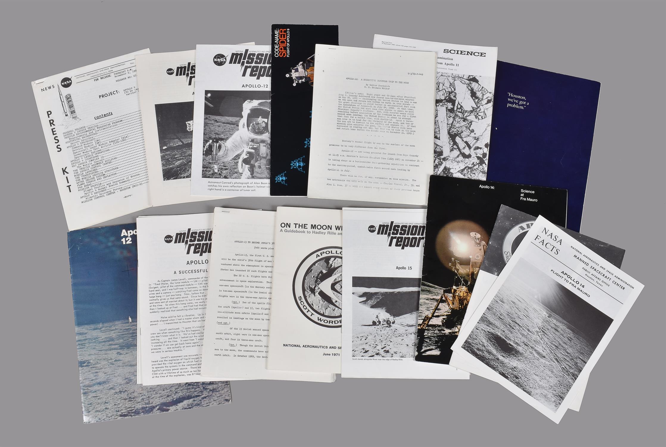 Apollo missions. Assorted vintage publications and NASA ephemera