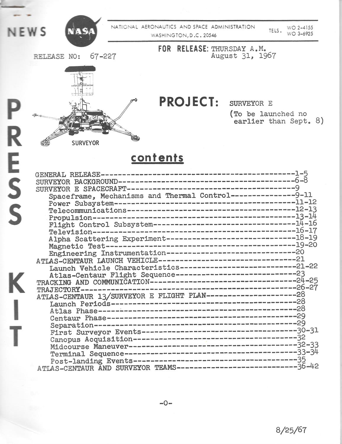 Surveyor. 0fficial NASA press kits and associated printed material. - Image 5 of 13