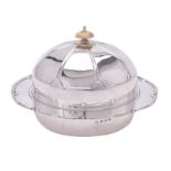 Y An Art Deco silver circular muffin dish, liner and cover by Northern Goldsmiths Co.