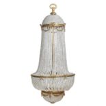 A gilt metal and moulded glass chandelier