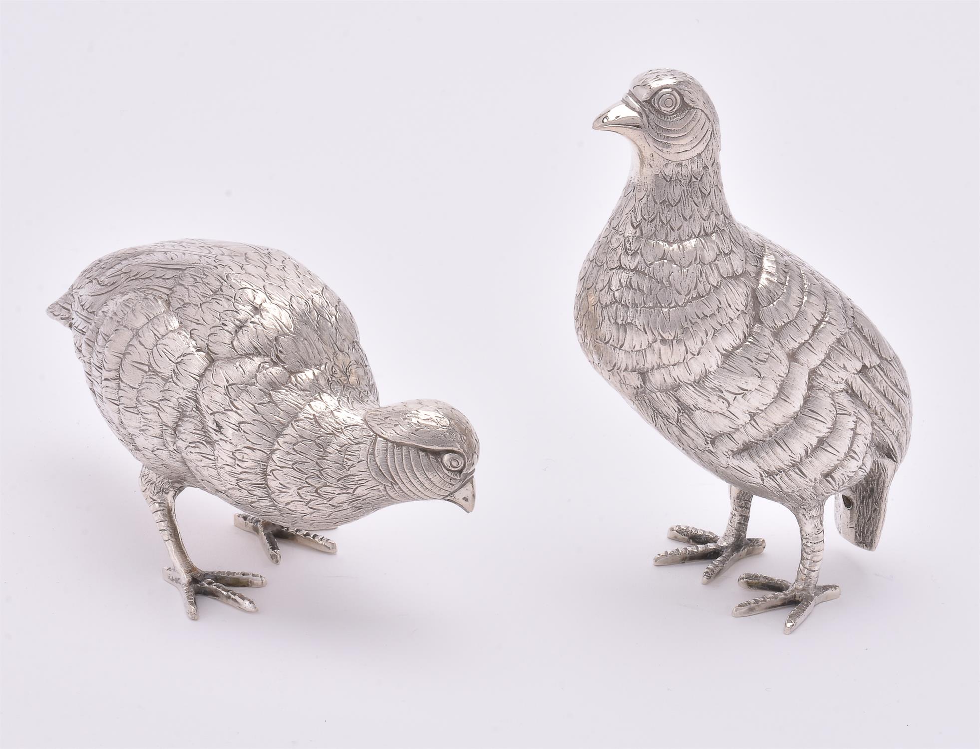 A pair of Italian silver coloured models of partridges - Image 2 of 2