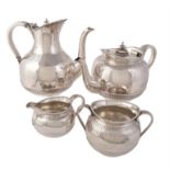 Y A matched Victorian silver four piece baluster tea and coffee service