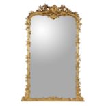 A French giltwood and composition large overmantel mirror