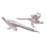 A pair of Continental silver large models of pheasants