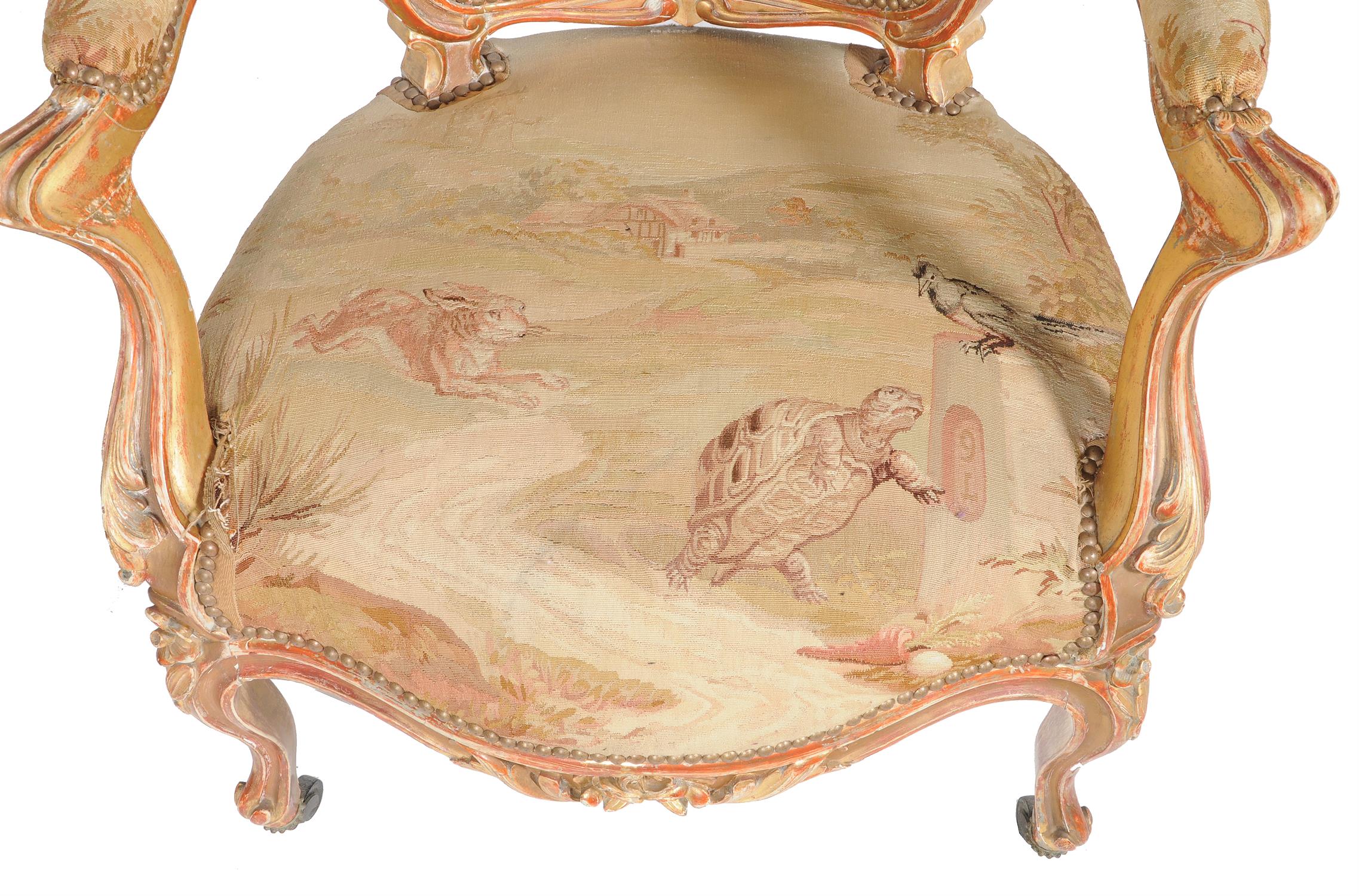 A set of four rubbed gilt fauteuils in Louis XV style - Image 5 of 5