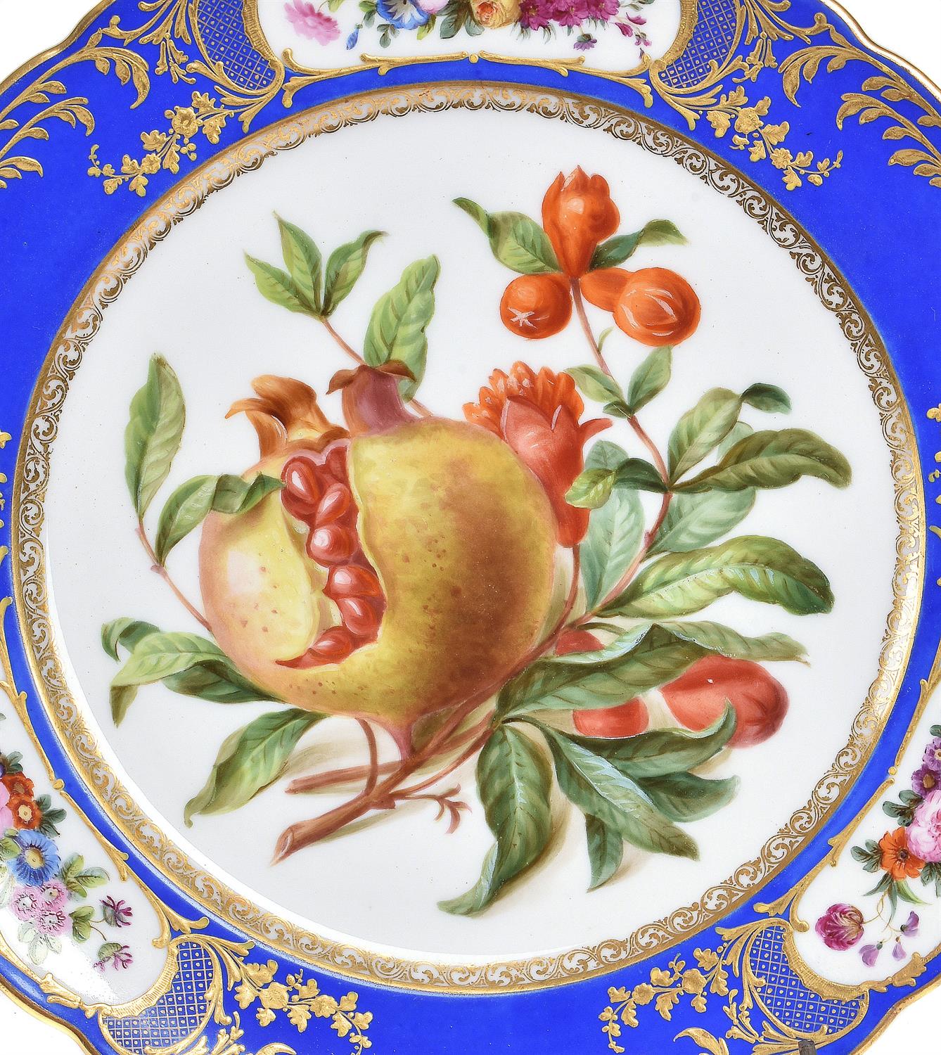 A Paris porcelian (Boyer Sr de Feuillet) blue-ground and gilt Sevres-style part dessert service - Image 2 of 2