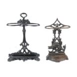 A Victorian black painted cast iron stick stand in the manner of Coalbrookdale