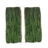 Two pairs of plain dark green velvet curtains