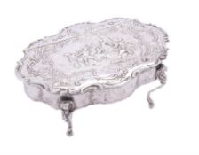 A German silver shaped oval trinket box by Simon Rosenau