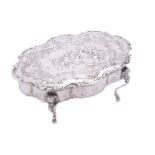 A German silver shaped oval trinket box by Simon Rosenau