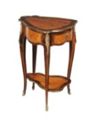 A Franco-Dutch palisander and fruitwood inlaid two tier occasional table