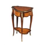 A Franco-Dutch palisander and fruitwood inlaid two tier occasional table