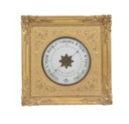 A French Empire style gilt wall clock and barometer en-suite