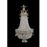 A Continental gilt-metal beaded and cut-glass chandelier