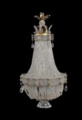 A Continental gilt-metal beaded and cut-glass chandelier