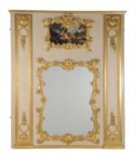 A giltwood and painted trumeau mirror