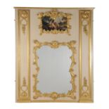 A giltwood and painted trumeau mirror