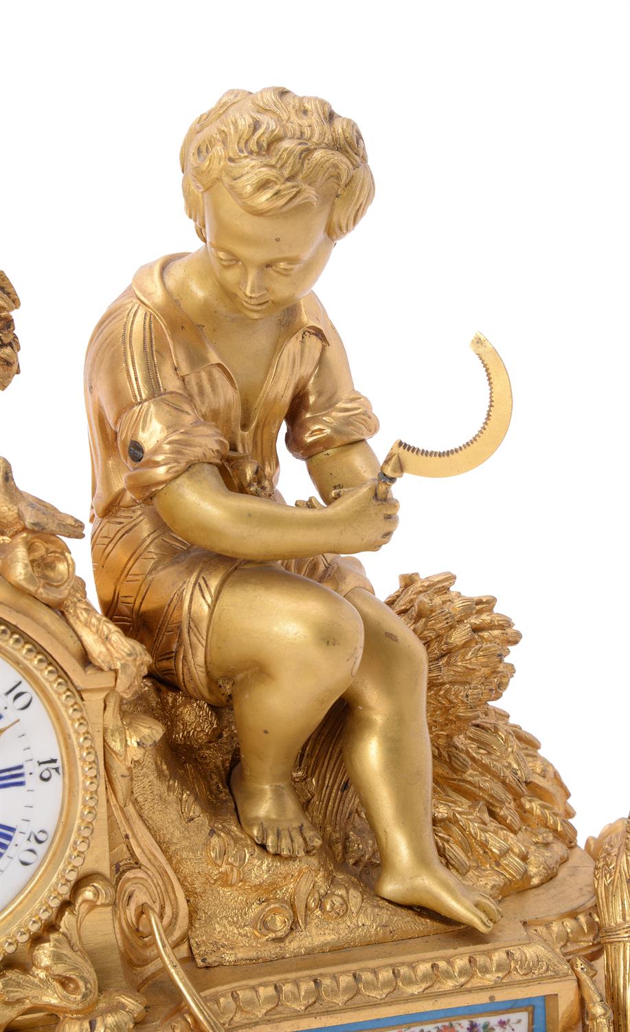 A French gilt metal and Sevres style porcelain mounted mantel clock - Image 3 of 4