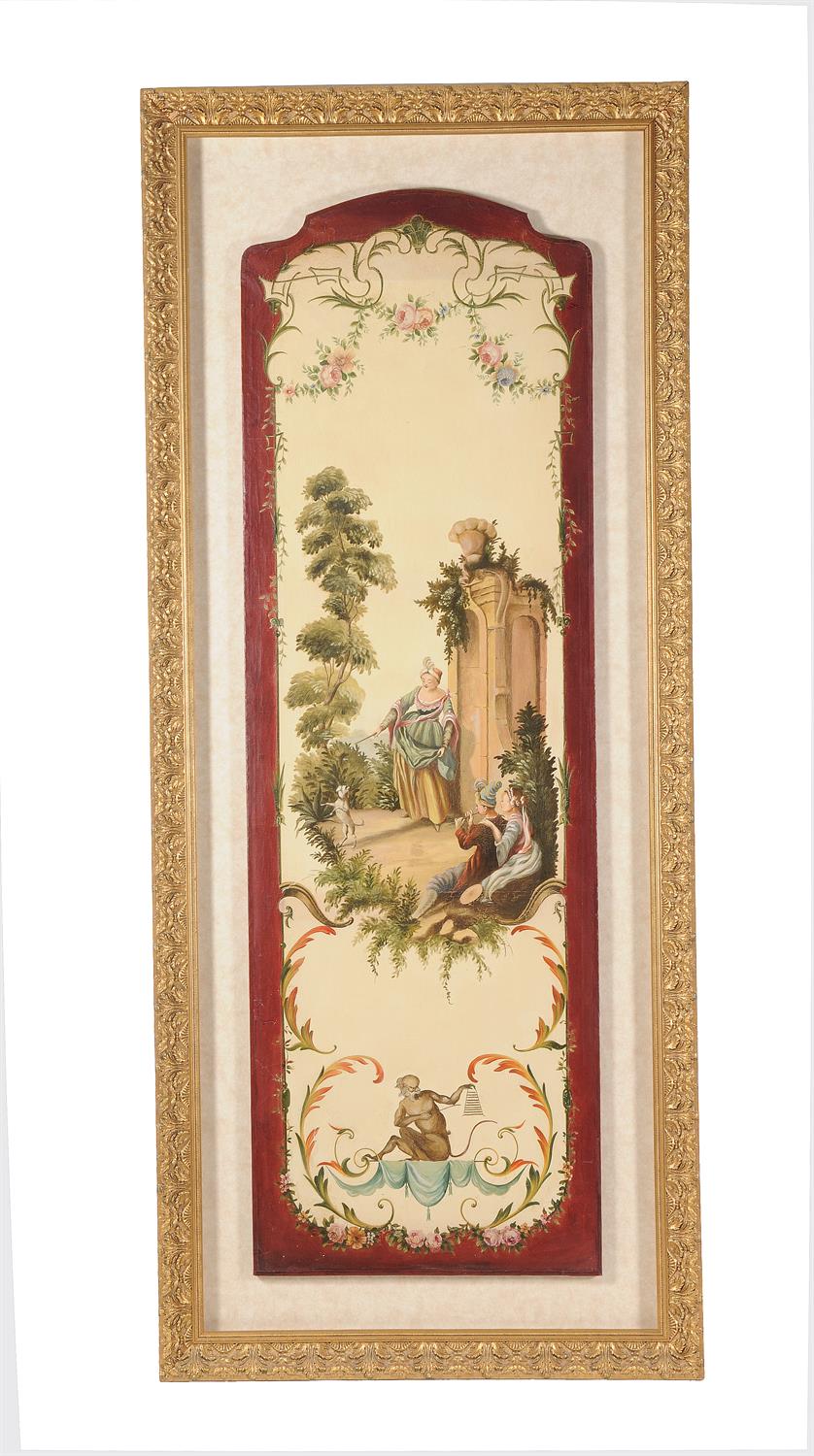 A set of four framed painted decorative panels in the mid-18th century Chinoiserie manner - Image 4 of 8