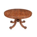 A Late George IV/Victorian solid satin birch circular centre library table