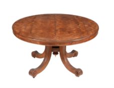 A Late George IV/Victorian solid satin birch circular centre library table