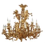 A substantial gilt bronze twenty-five light chandelier in Louis XV taste