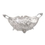 A Victorian silver shaped oval basket by Susannah Brasted