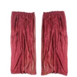 Two pairs of plum red damask curtains