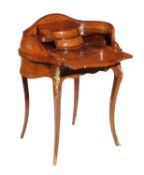 Y A French rosewood, amboyna, and box strung lady's writing table