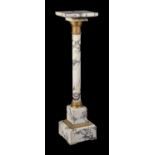 A French white and grey veined marble and gilt metal mounted pedestal