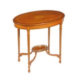 Y An Edwardian satinwood and marquetry oval occasional table