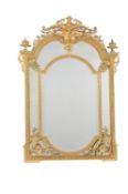A pair of French carved two tone giltwood marginal wall mirrors