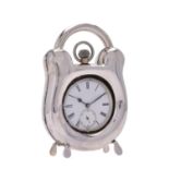 An Edwardian silver novelty desk timepiece by Grey & Co.